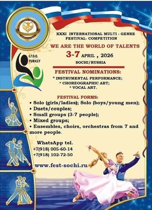 XXXI International Multi - Genre Competition- 03-07 April 2026 Sochi RUSSIA